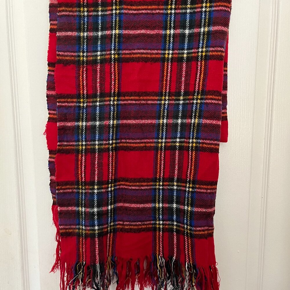 CHRISTMAS RED PLAID SCARF WOMEN WARM BLANKET FRINGE EDGE SCARF TARTAN SHAWL